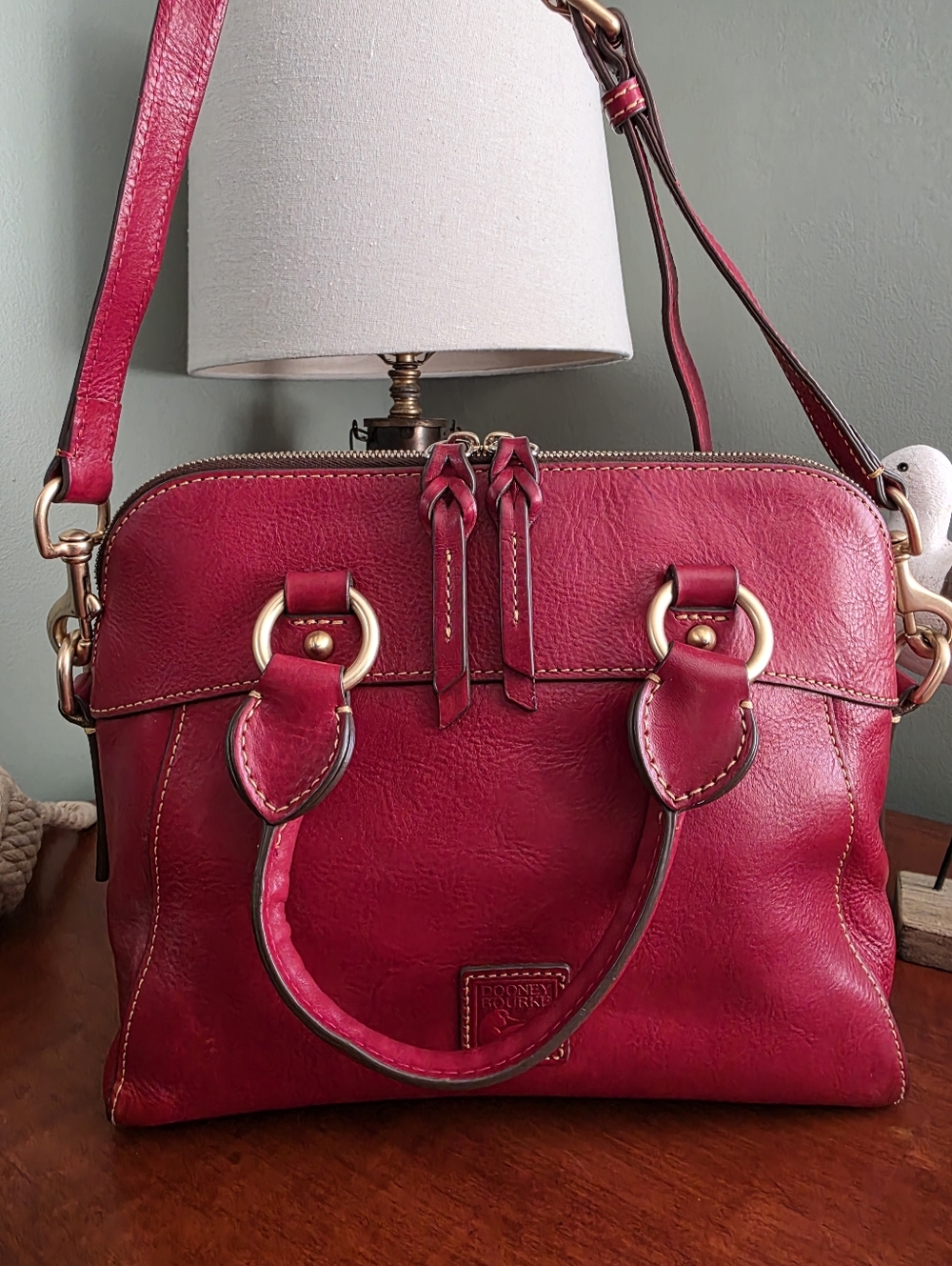 Dooney & Bourke Florentine Cameron Red Leather Satchel Crossbody Bag
